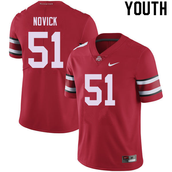 Ohio State Buckeyes Brett Novick Youth #51 Red Authentic Stitched College Football Jersey